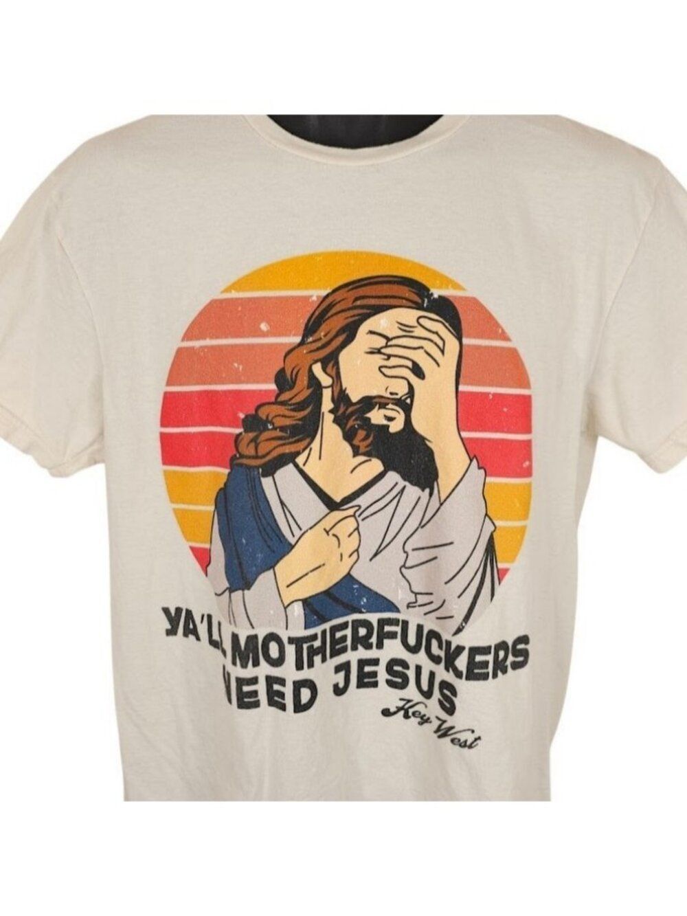 Yall Need Jesus T Shirt Mens Size Large Cream Jesus Christ Key West